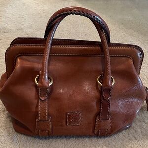 Dooney & Bourke Tan Leather Satchel with Gold Rings